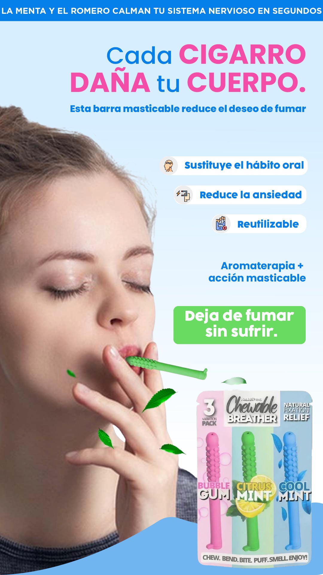 Barra masticable| Calma el impulso de fumar al instante.